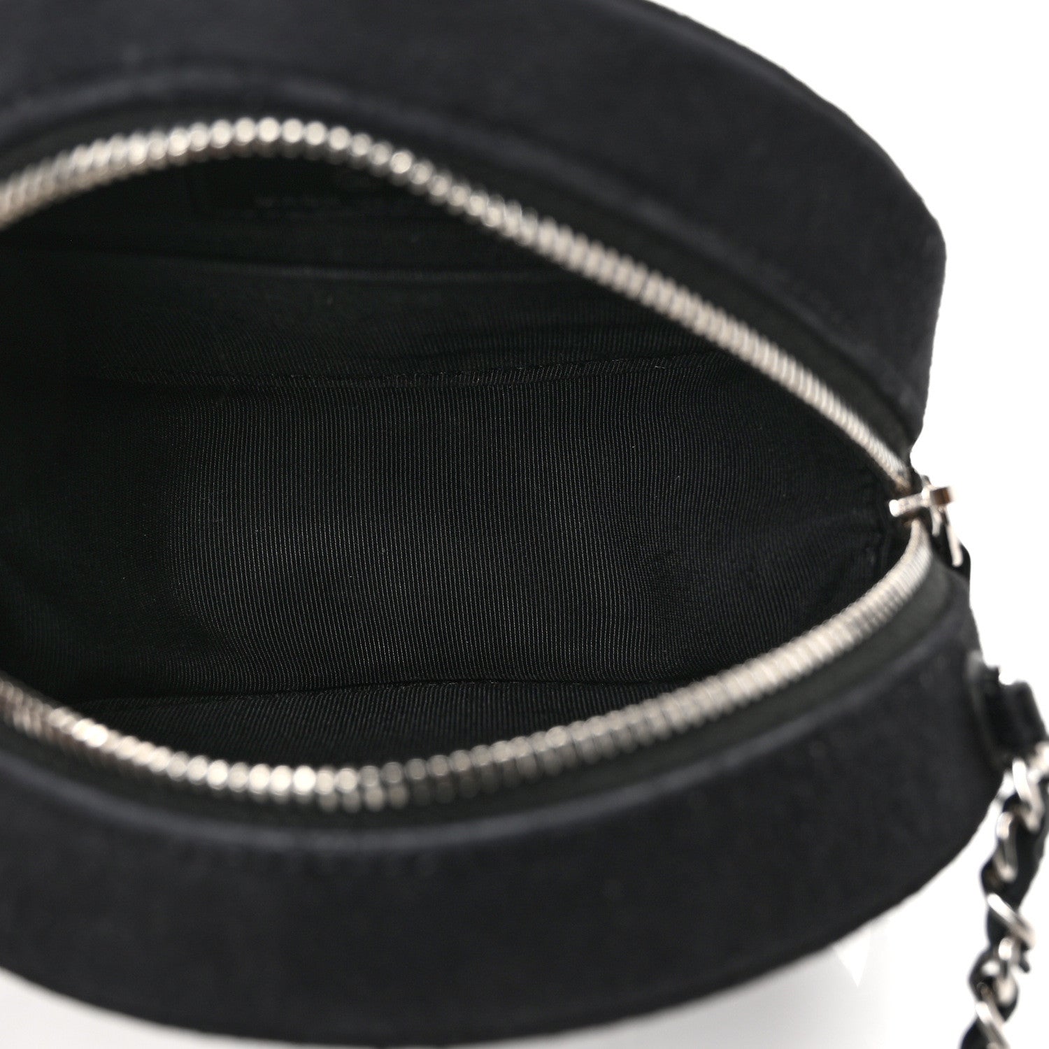 Chanel Suede Quilted Crystal Round Clutch With Logo Chain Black 5 of 10