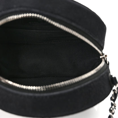 Chanel Suede Quilted Crystal Round Clutch With Logo Chain Black 5 of 10