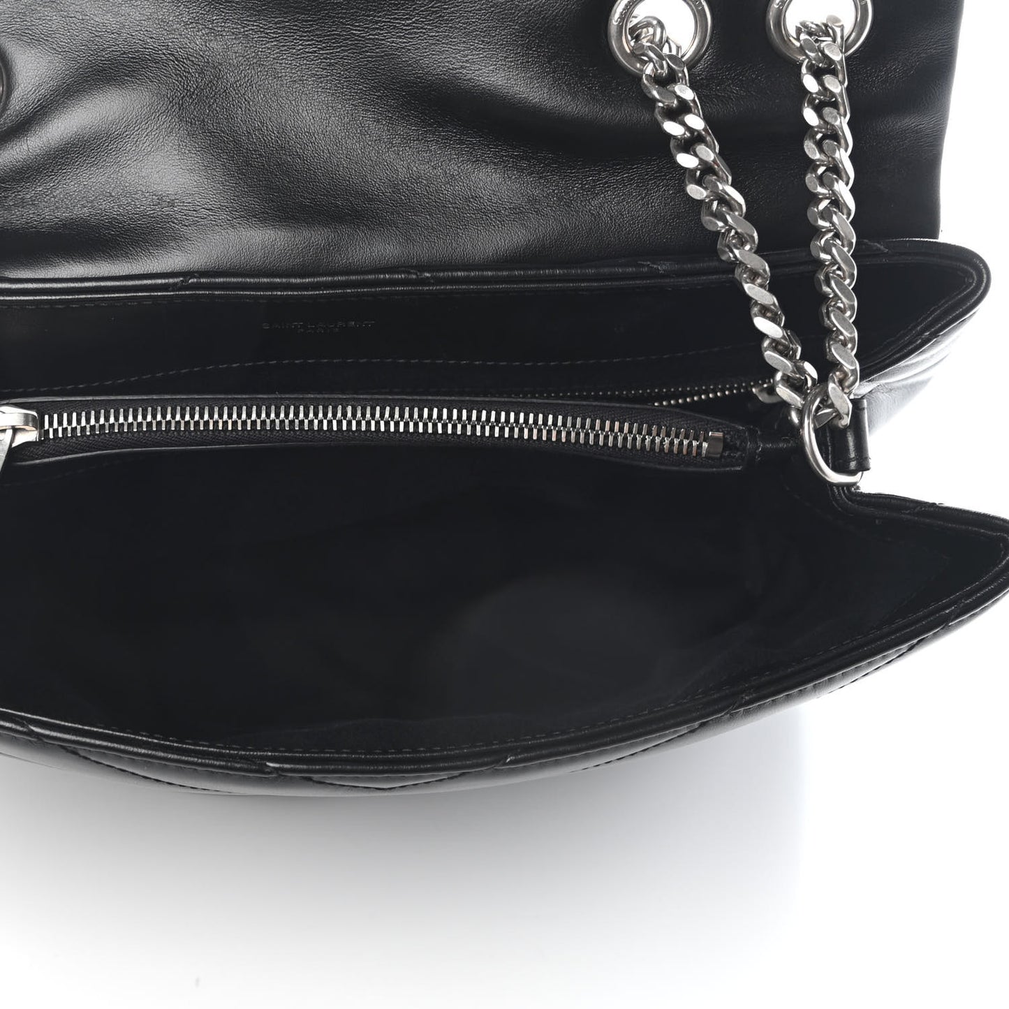 Calfskin Y Quilted Monogram Medium Loulou Chain Satchel Black