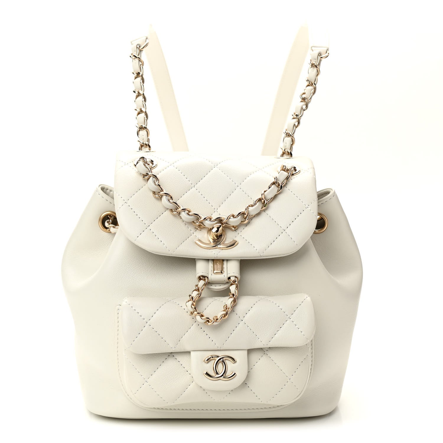 Chanel Lambskin Quilted Small Duma Drawstring Backpack White 1 of 11