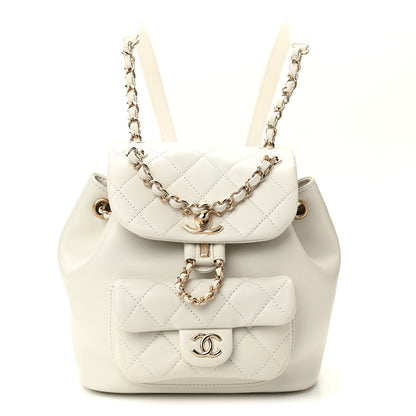 Chanel Lambskin Quilted Small Duma Drawstring Backpack White 1 of 11