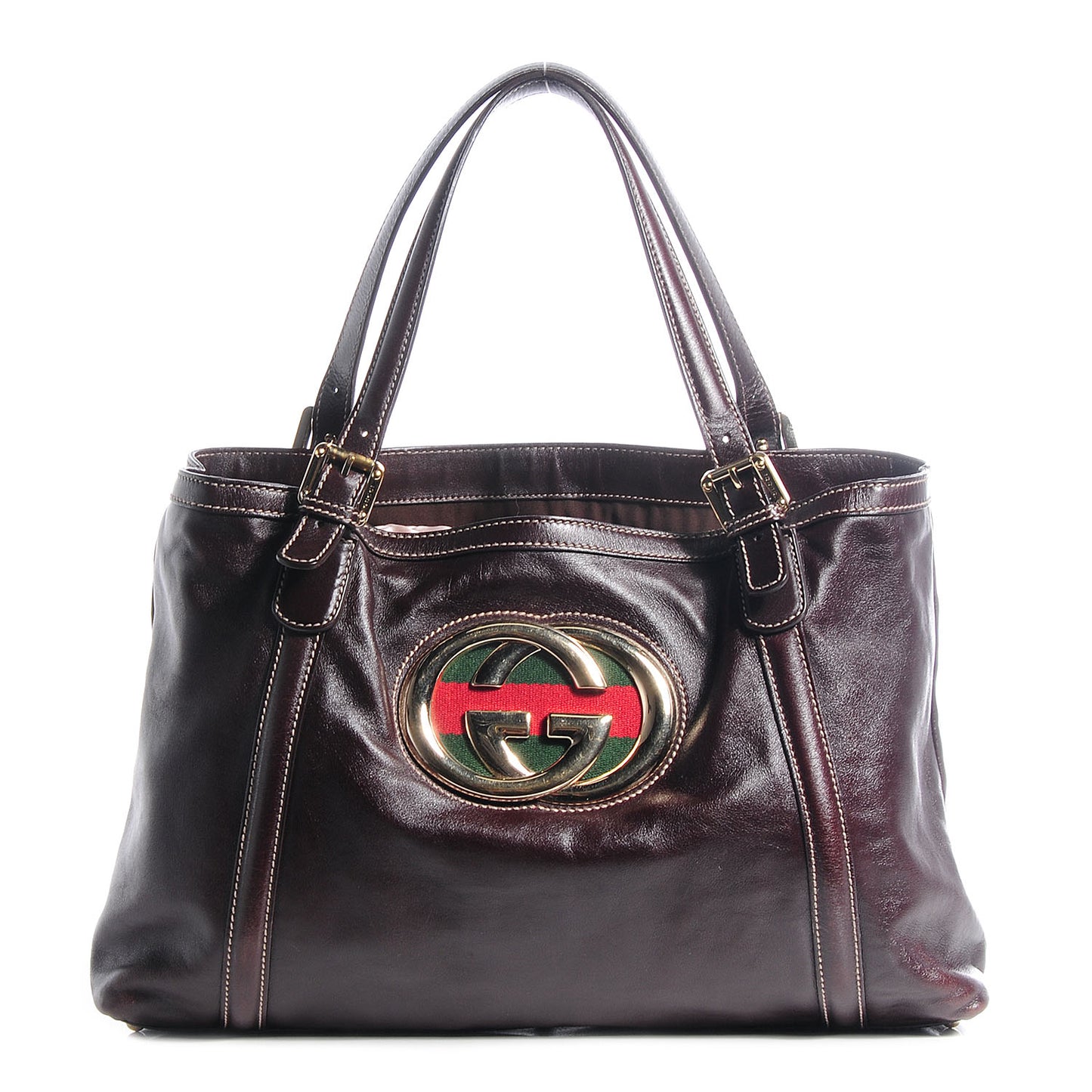 Leather Medium Britt Tote Dark Brown