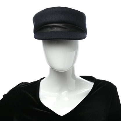 Hermes Broadcloth Newton Calfskin Dani Cap 58 Marine Black 2 of 9