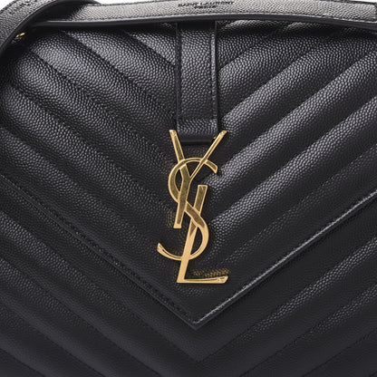 Saint Laurent Grain De Poudre Matelasse Chevron Medium Monogram Satchel Black 8 of 8