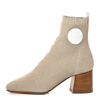 Hermes Knit Calfskin Volver 60 Ankle Boots 35 Nocciola 1 of 12