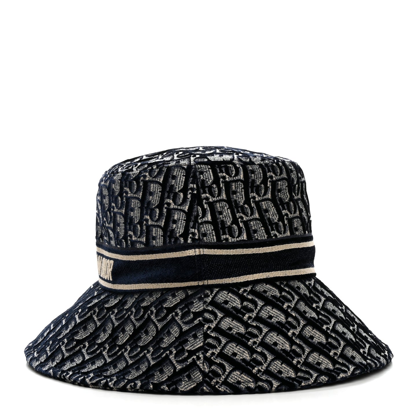 Velvet Oblique Large Brim Bucket Hat 58 Bleu Marine