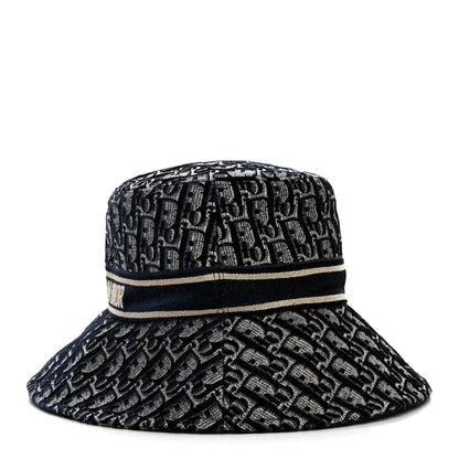 Christian Dior Velvet Oblique Large Brim Bucket Hat 58 Bleu Marine 4 of 8