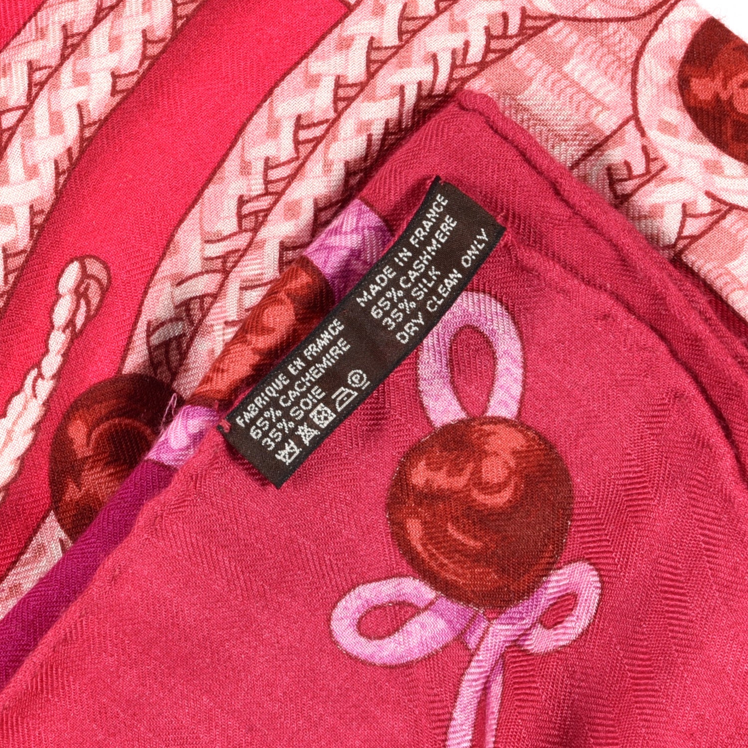 Hermes Cashmere Silk Brandebourgs Shawl 140 Cyclamen Rose Mauve 3 of 6
