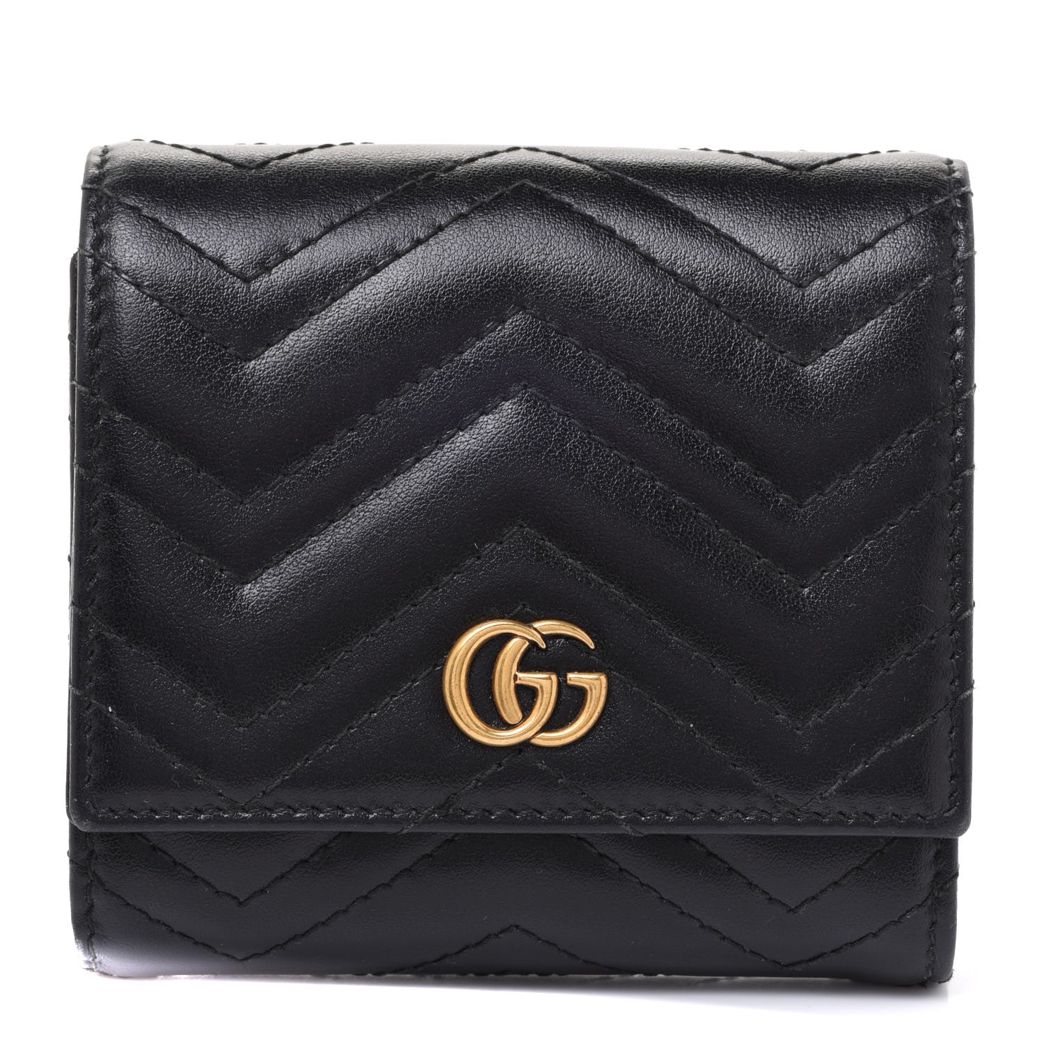 Gucci Calfskin Matelasse GG Marmont Medium Wallet Black 1 of 10