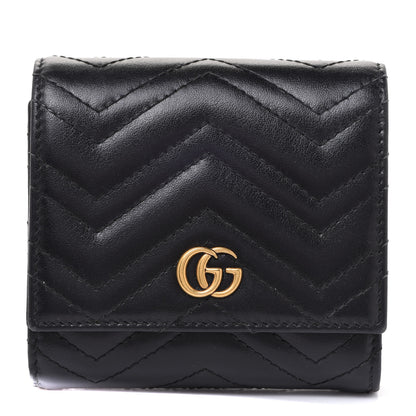 Gucci Calfskin Matelasse GG Marmont Medium Wallet Black 1 of 10