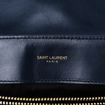 Saint Laurent Calfskin Y Quilted Monogram Medium Loulou Chain Satchel Deep Marine 6 of 11