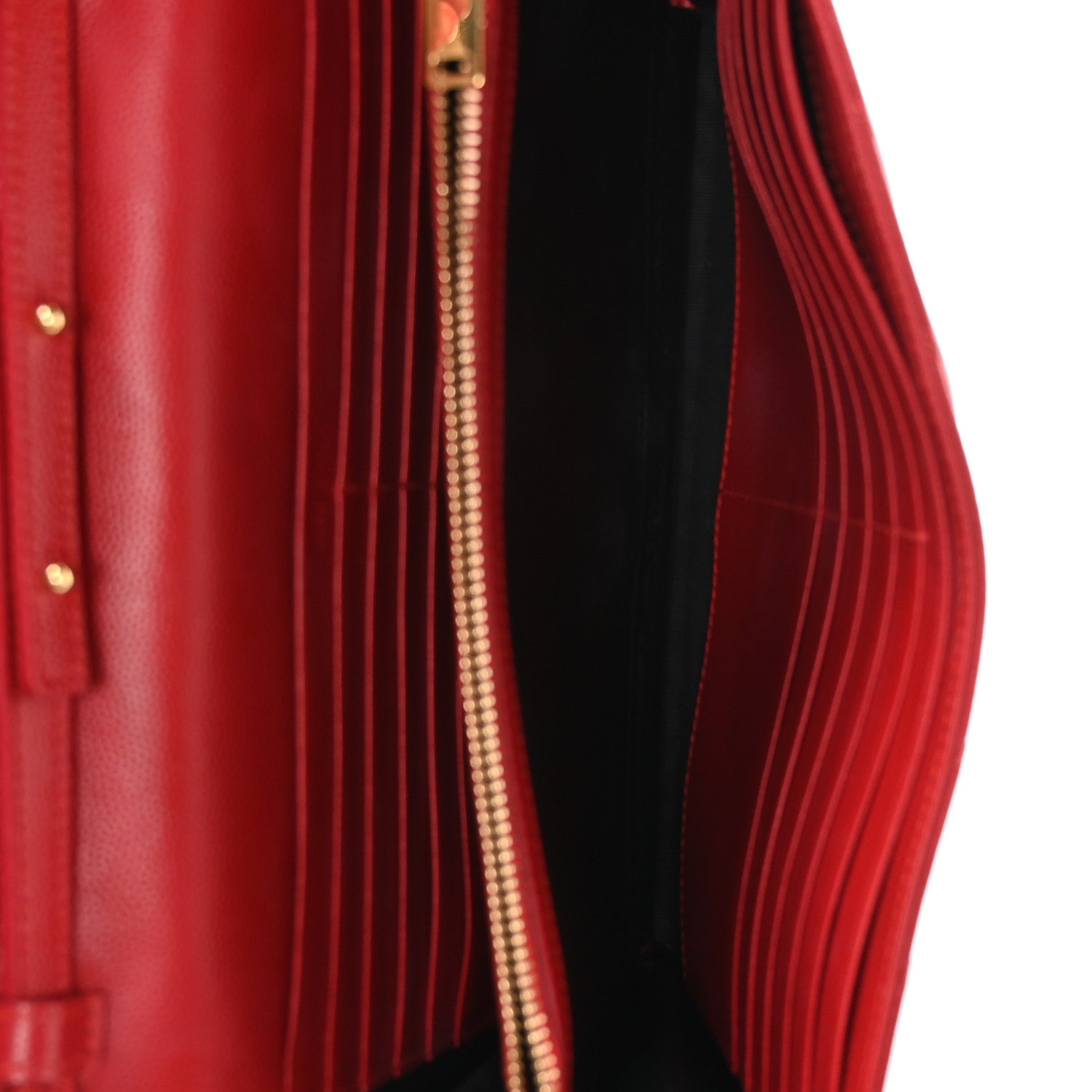 Saint Laurent Grain De Poudre Matelasse Chevron Monogram Chain Wallet Red 5 of 12