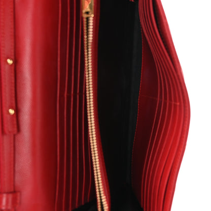 Saint Laurent Grain De Poudre Matelasse Chevron Monogram Chain Wallet Red 5 of 12