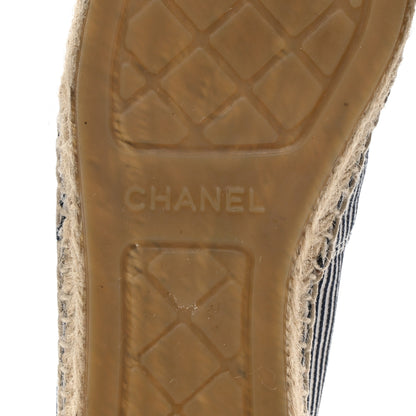 Chanel Canvas Striped Patent CC Espadrilles 37 Ivory Navy White 6 of 11