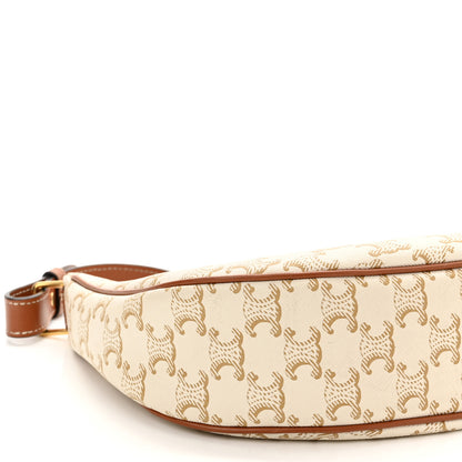 Celine Canvas Calfskin Ava Triomphe Shoulder Bag White 9 of 11