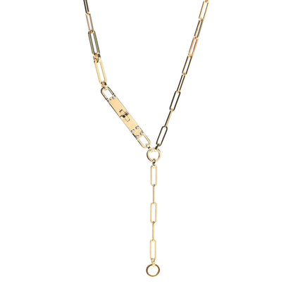 Hermes 18K Yellow Gold Diamond PM Kelly Chaine Lariat Necklace ST 1 of 5