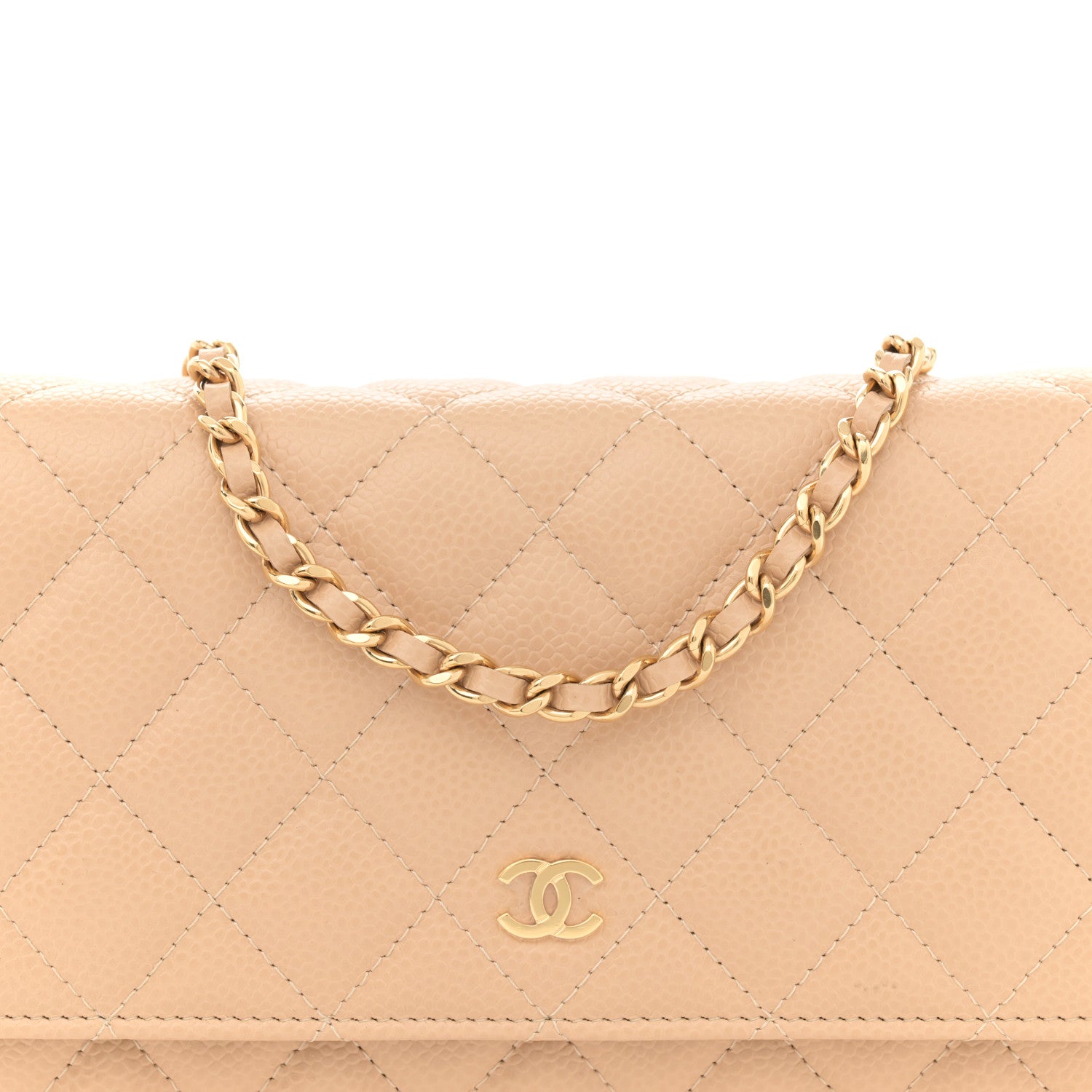 Chanel Caviar Quilted Wallet on Chain WOC Beige 9 of 12