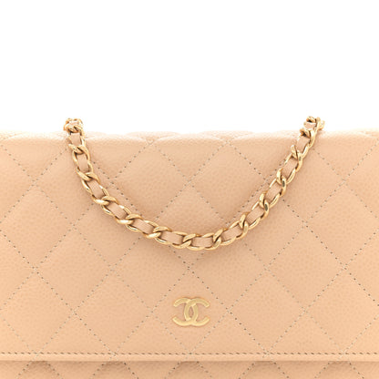 Chanel Caviar Quilted Wallet on Chain WOC Beige 9 of 12