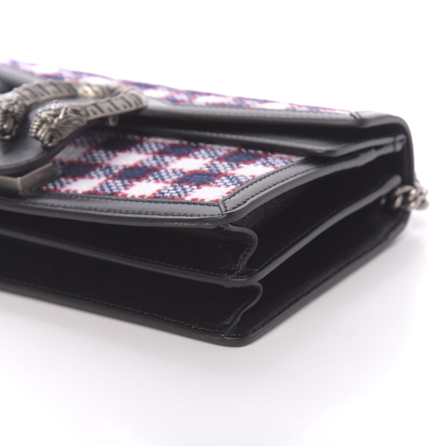 Vintage Tweed Check Small Dionysus Shoulder Bag White Hibiscus Red Marine