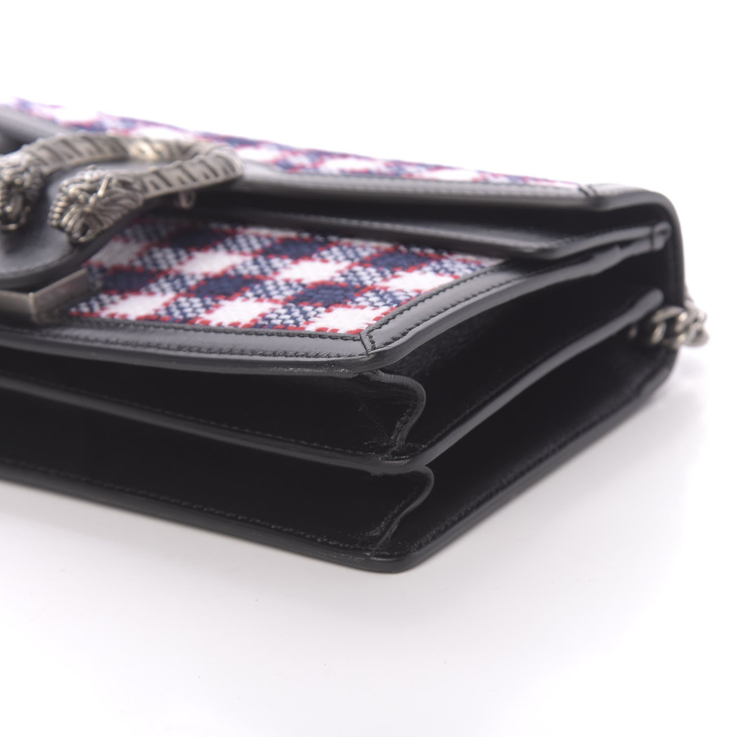 Gucci Vintage Tweed Check Small Dionysus Shoulder Bag White Hibiscus Red Marine 9 of 10