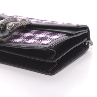 Gucci Vintage Tweed Check Small Dionysus Shoulder Bag White Hibiscus Red Marine 9 of 10