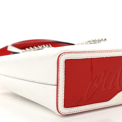 Christian Louboutin Patent Calfskin Leopard Print Spikes Mini East West Cabata Tote Snow 9 of 11