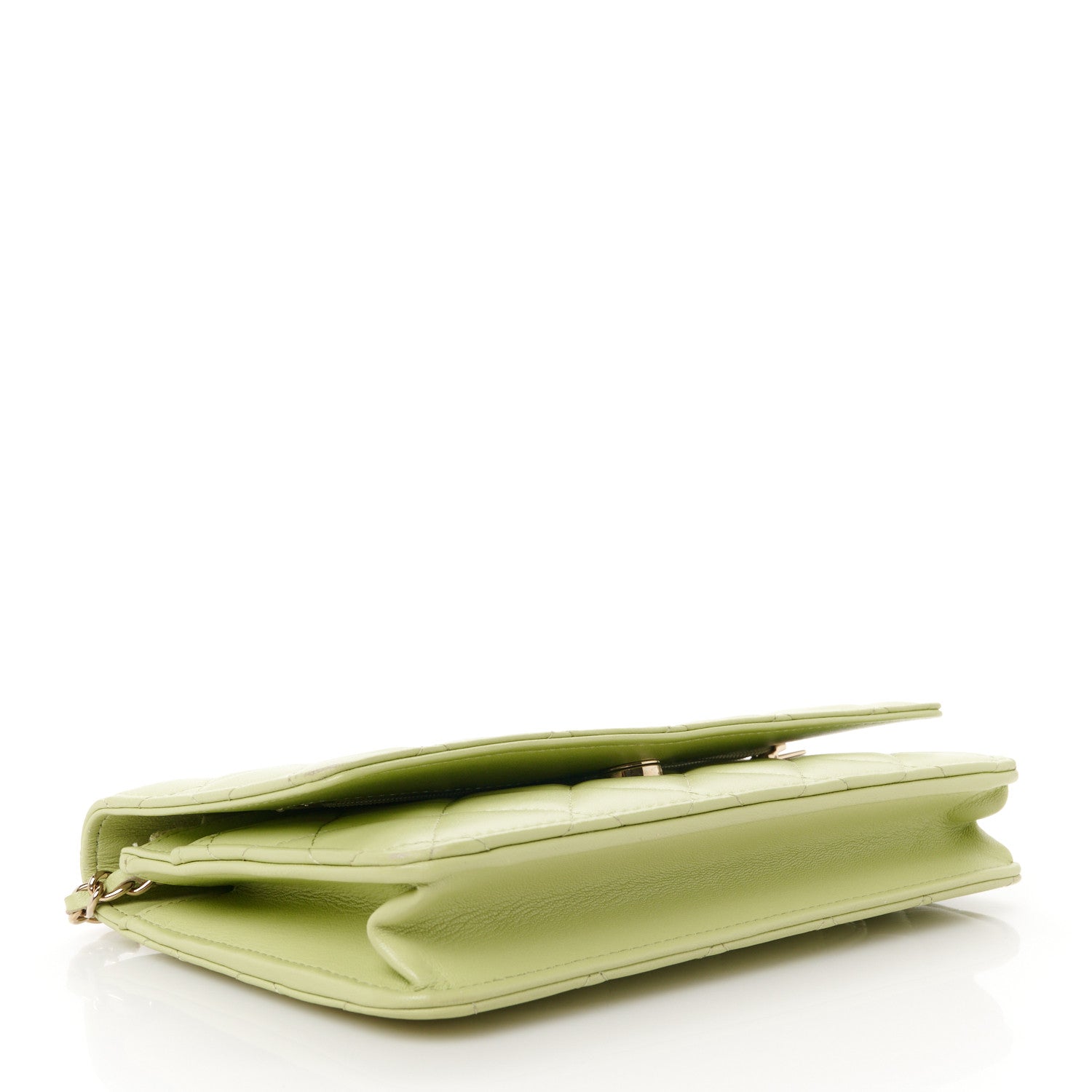 Chanel Lambskin Quilted Wallet On Chain WOC Light Green 4 of 12