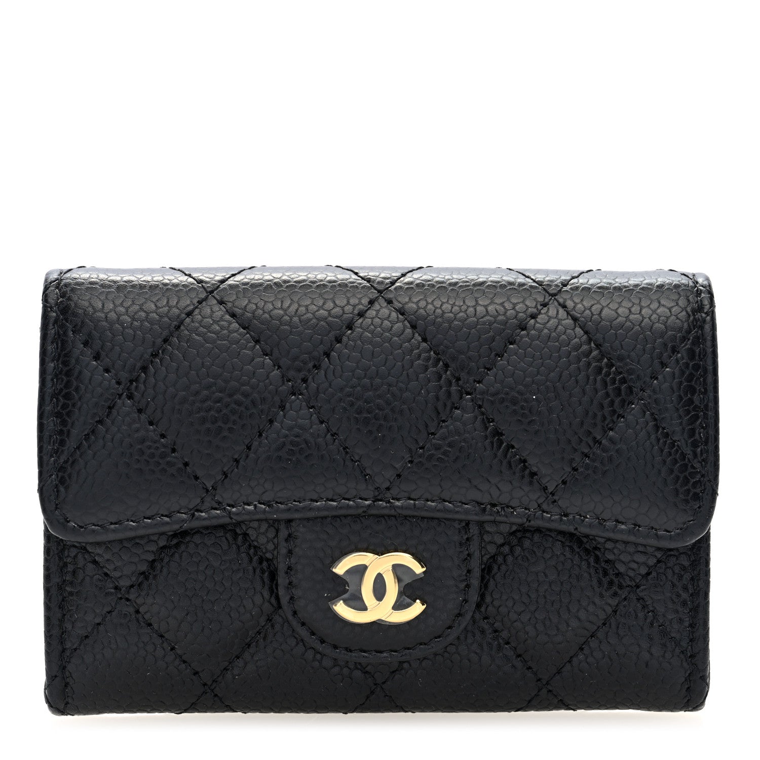 Chanel Caviar Quilted Flap Card Holder Wallet Black 1 of 7