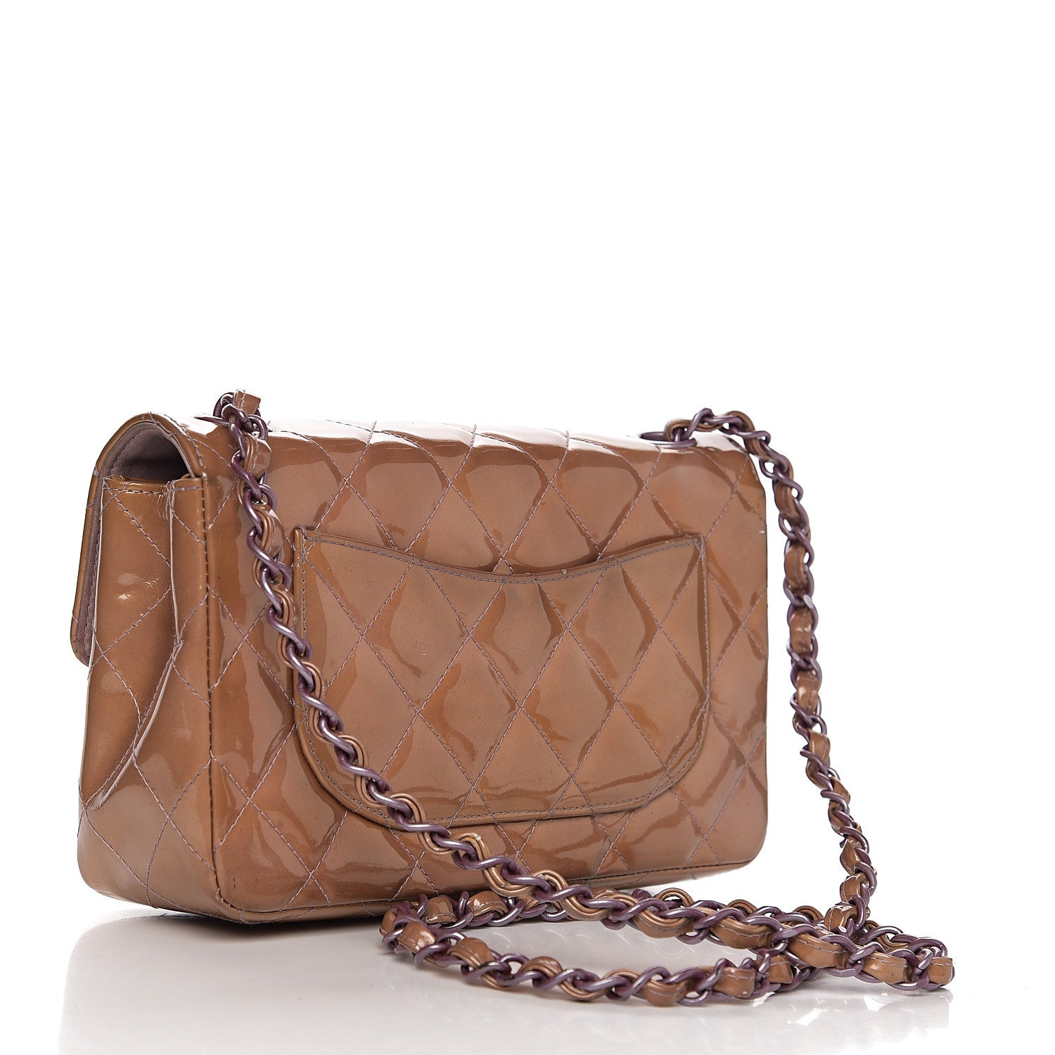 Chanel Patent Calfskin Quilted Mini Rectangular Flap Dark Beige 2 of 18