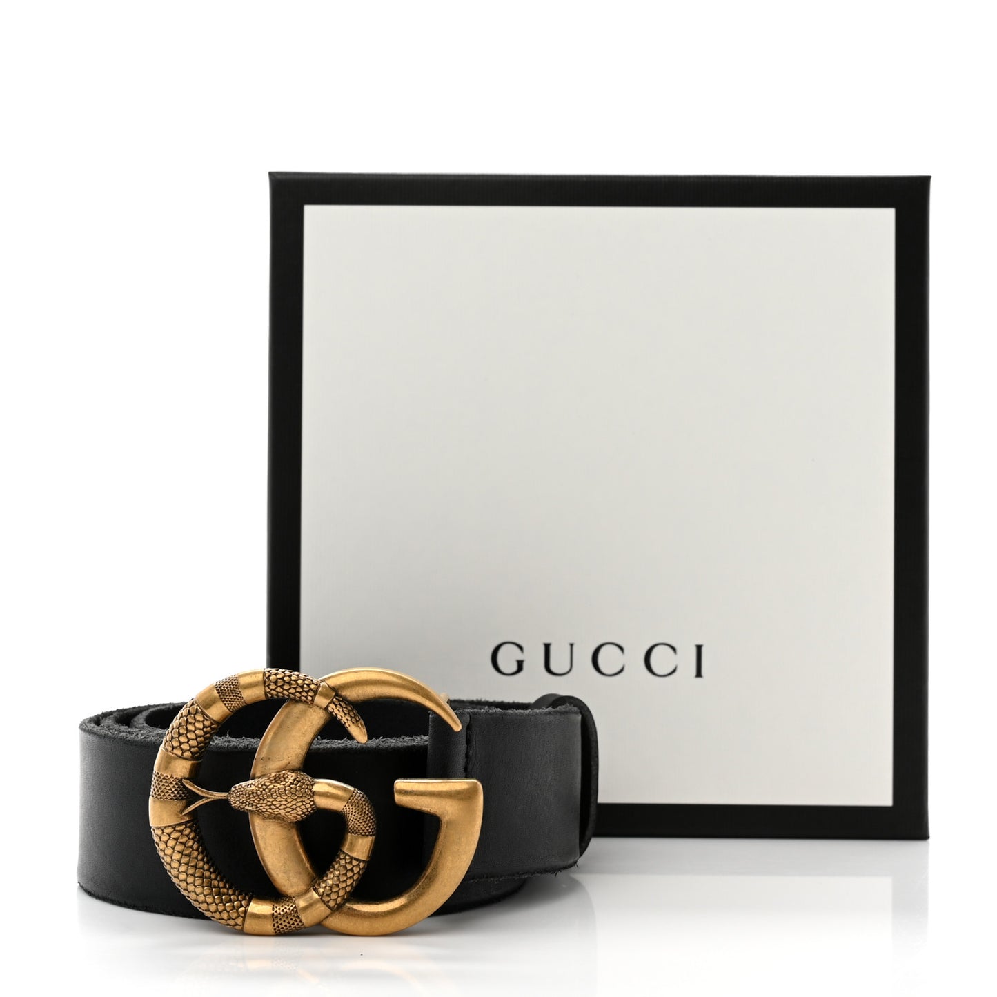 Faded Calfskin Snake Double G 40mm Belt 85 34 Black