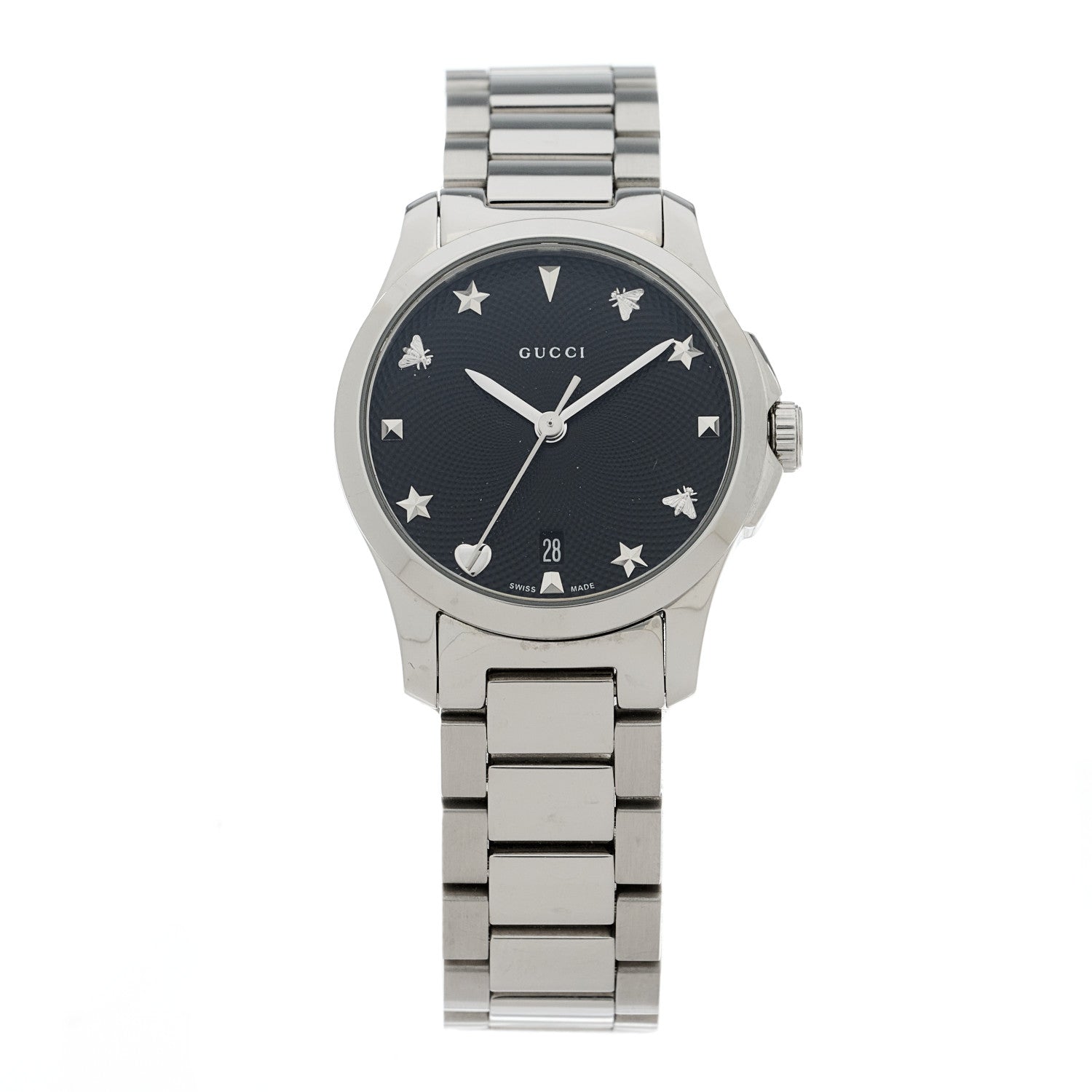 Gucci Stainless Steel 27mm G-Timeless Charm Quartz Watch Black 1 of 5