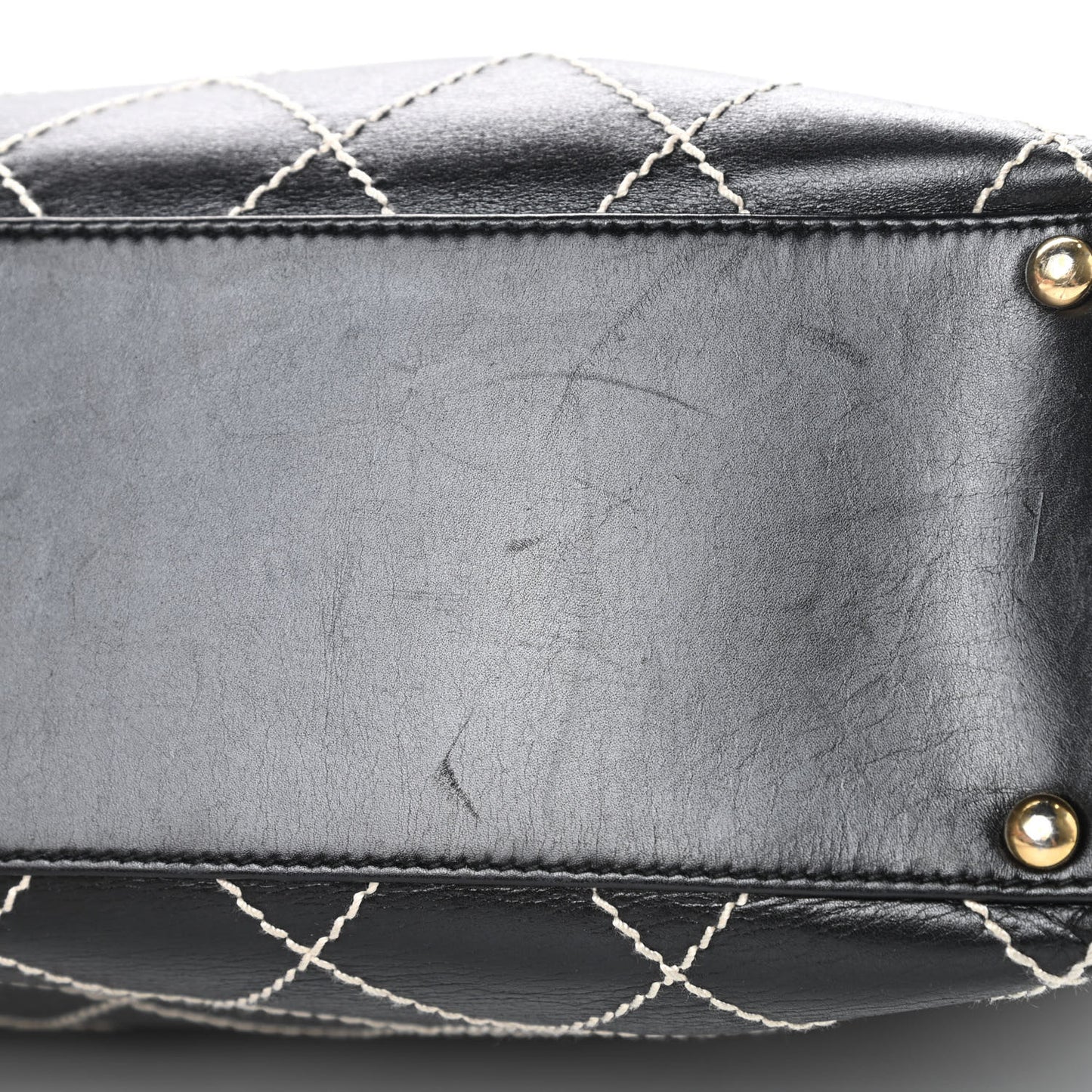 Calfskin Wild Stitch Large Tote Black
