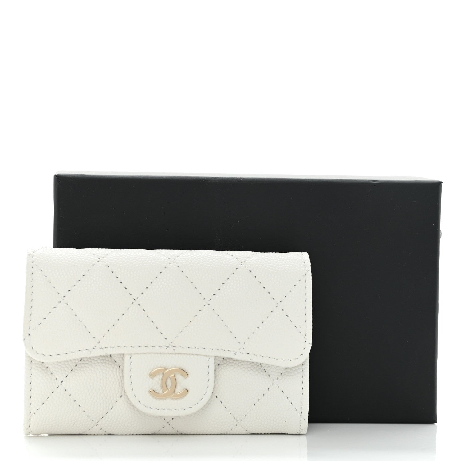 Chanel Caviar Quilted Flap Card Holder Wallet White 11 of 11