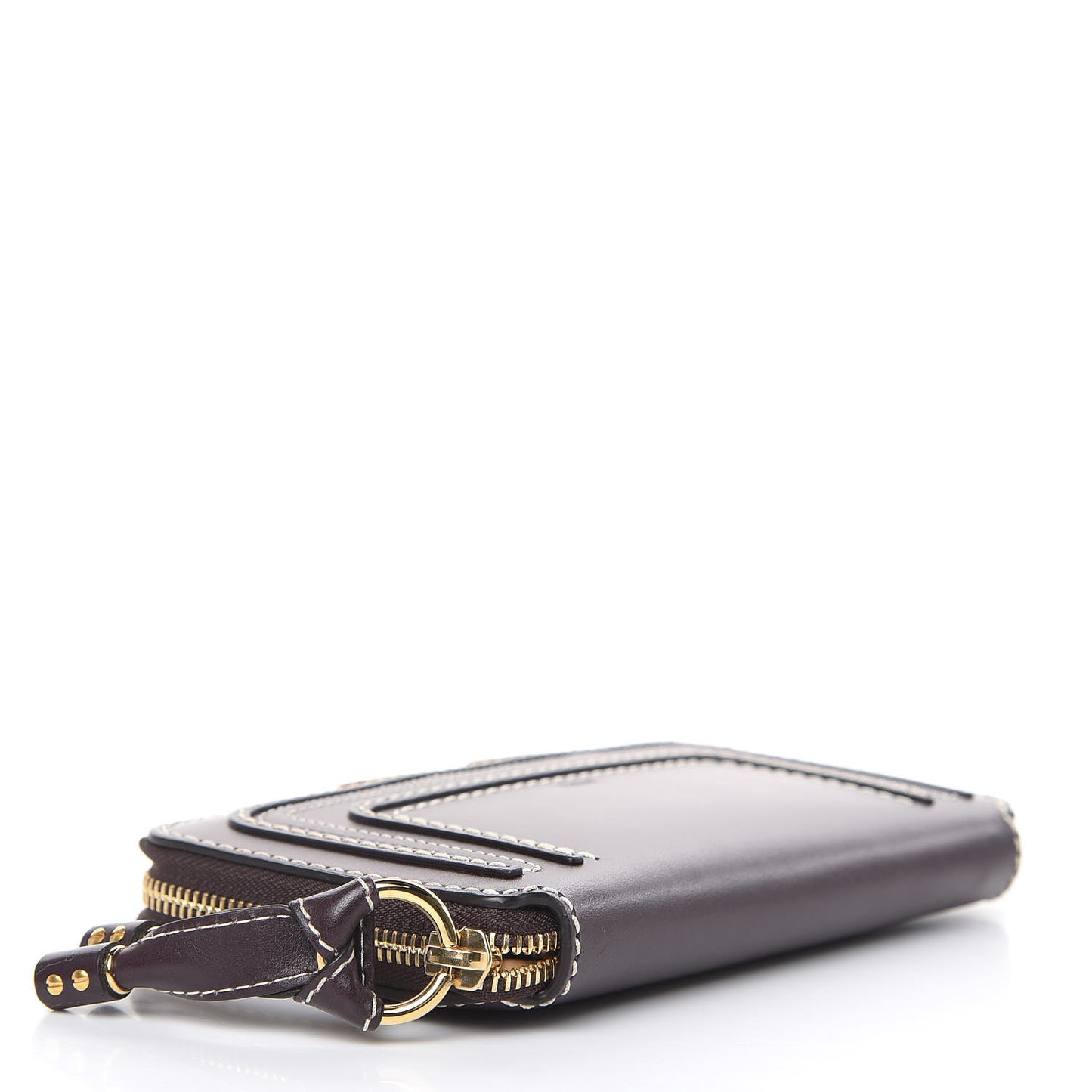 Calfskin Marcie Long Zip Around Wallet Black Raisin
