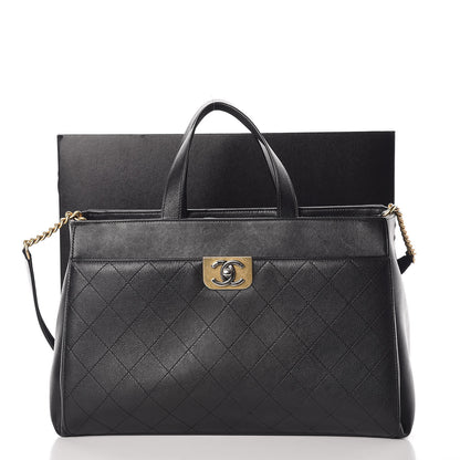 Chanel Calfskin Stitched Large Straight Lines Shopping Tote Black 11 of 11
