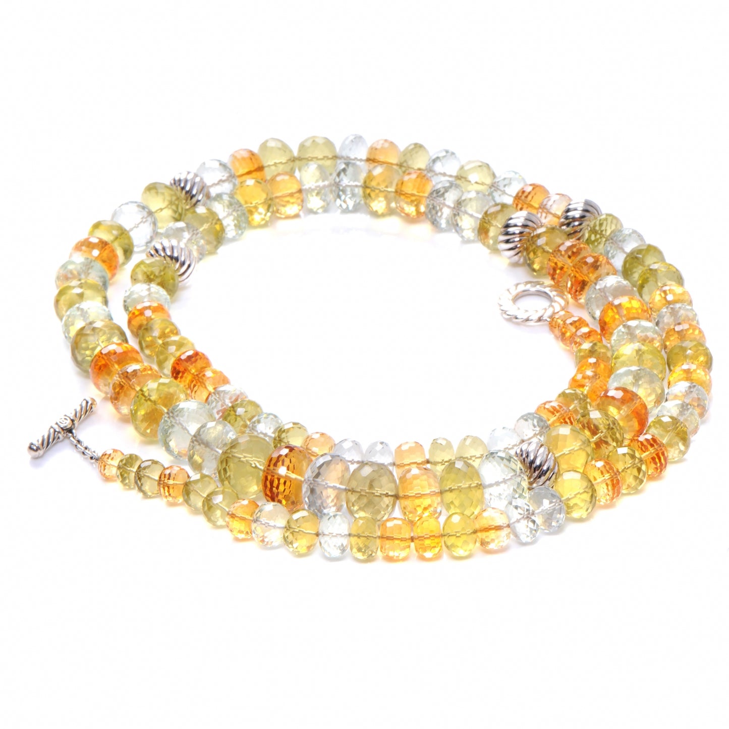 Citrine Peridot Quartz Bead Necklace