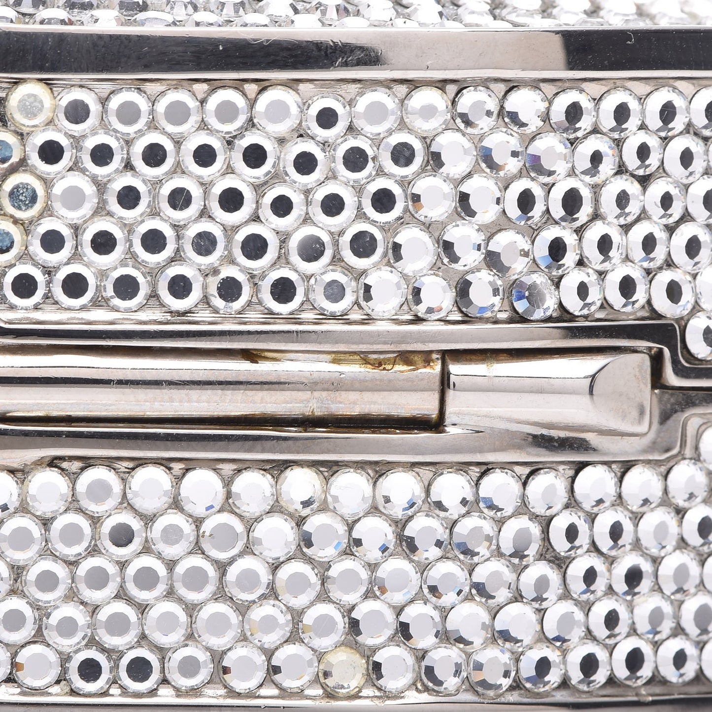 Crystal Minaudiere Clutch Silver