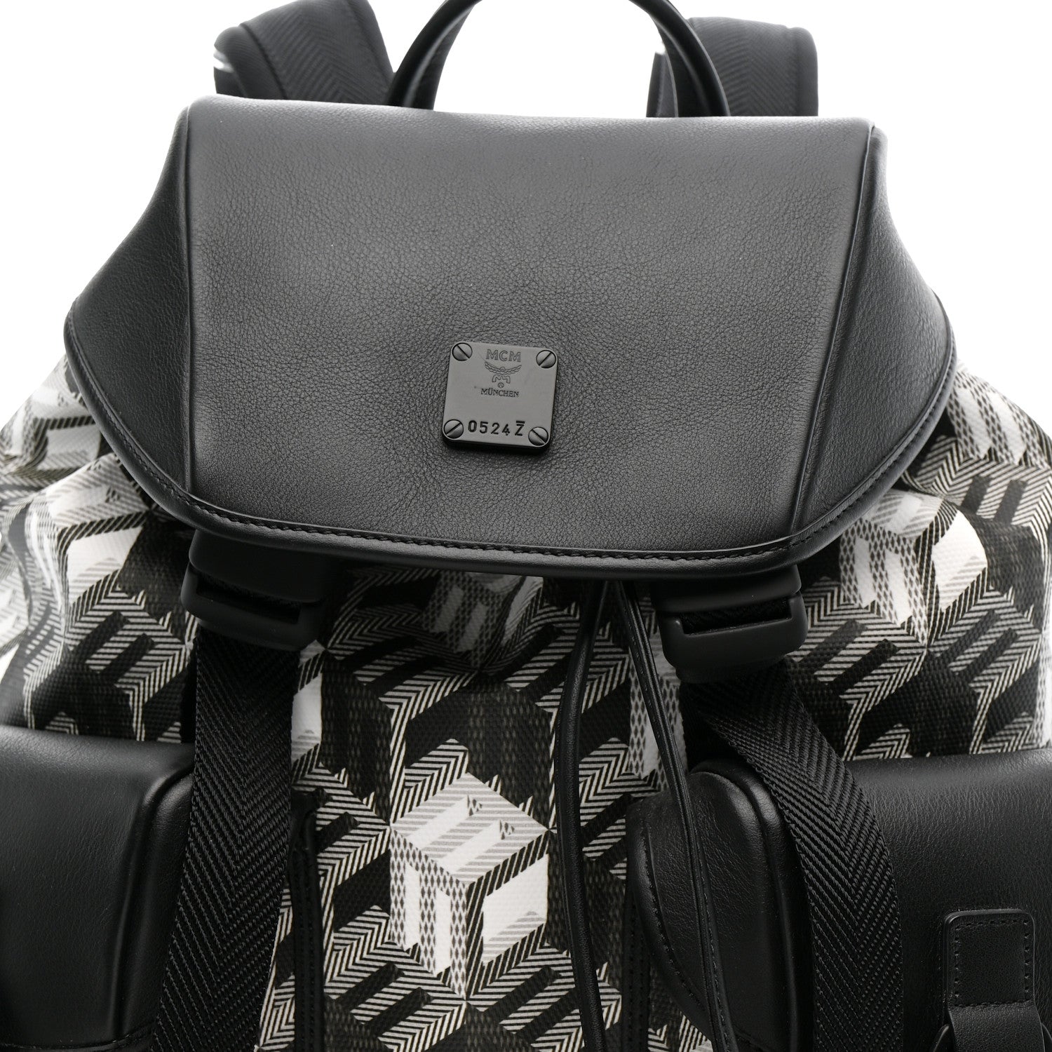 brandenburg backpack in mcm monogram leather MCM Canvas Nappa Cubic Monogram Medium Brandenburg Backpack Black White  1832229 – FASHIONPHILE