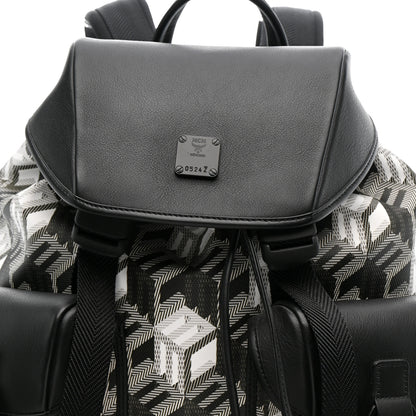 MCM Canvas Nappa Cubic Monogram Medium Brandenburg Backpack Black White 7 of 9
