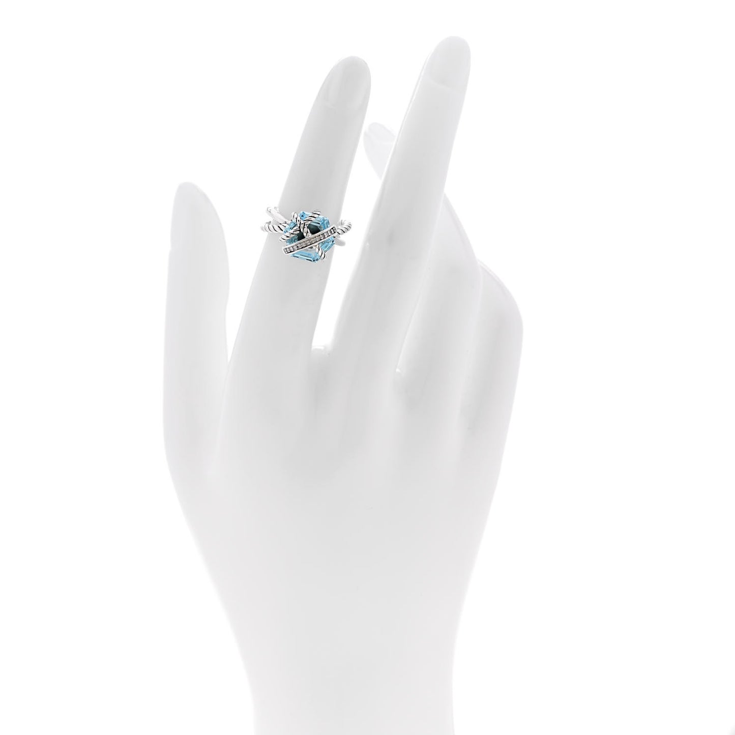 Sterling Silver Diamond Blue Topaz 10mm Cable Wrap Ring 48 4.5
