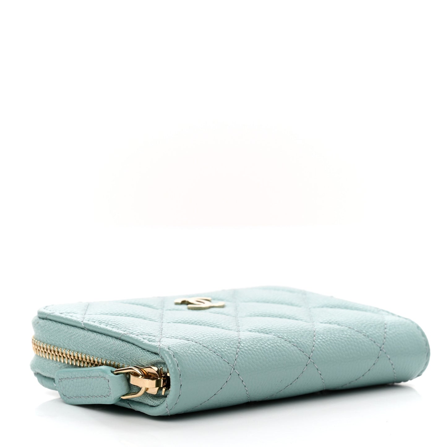 Caviar Quilted Zip Coin Purse Light Blue