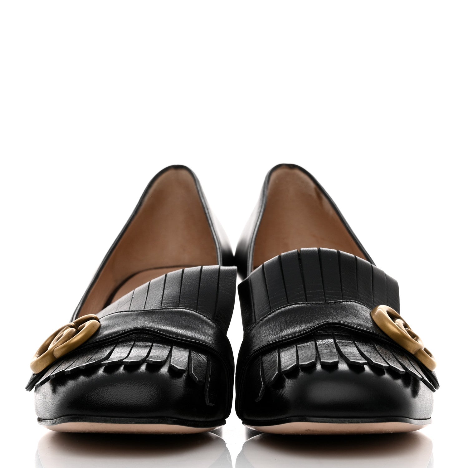 Gucci Malaga Kid GG Marmont Fringe 50mm Loafer Pumps 40.5 Black 2 of 10