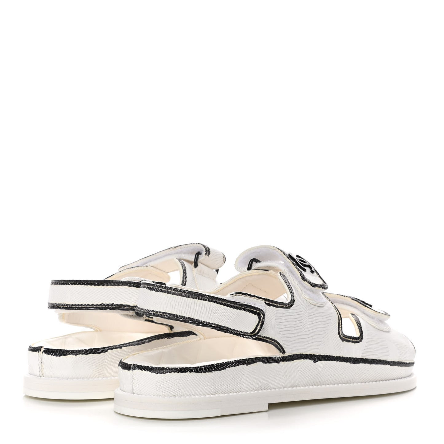 Printed Calfskin Velcro Dad Sandals 41 White Black