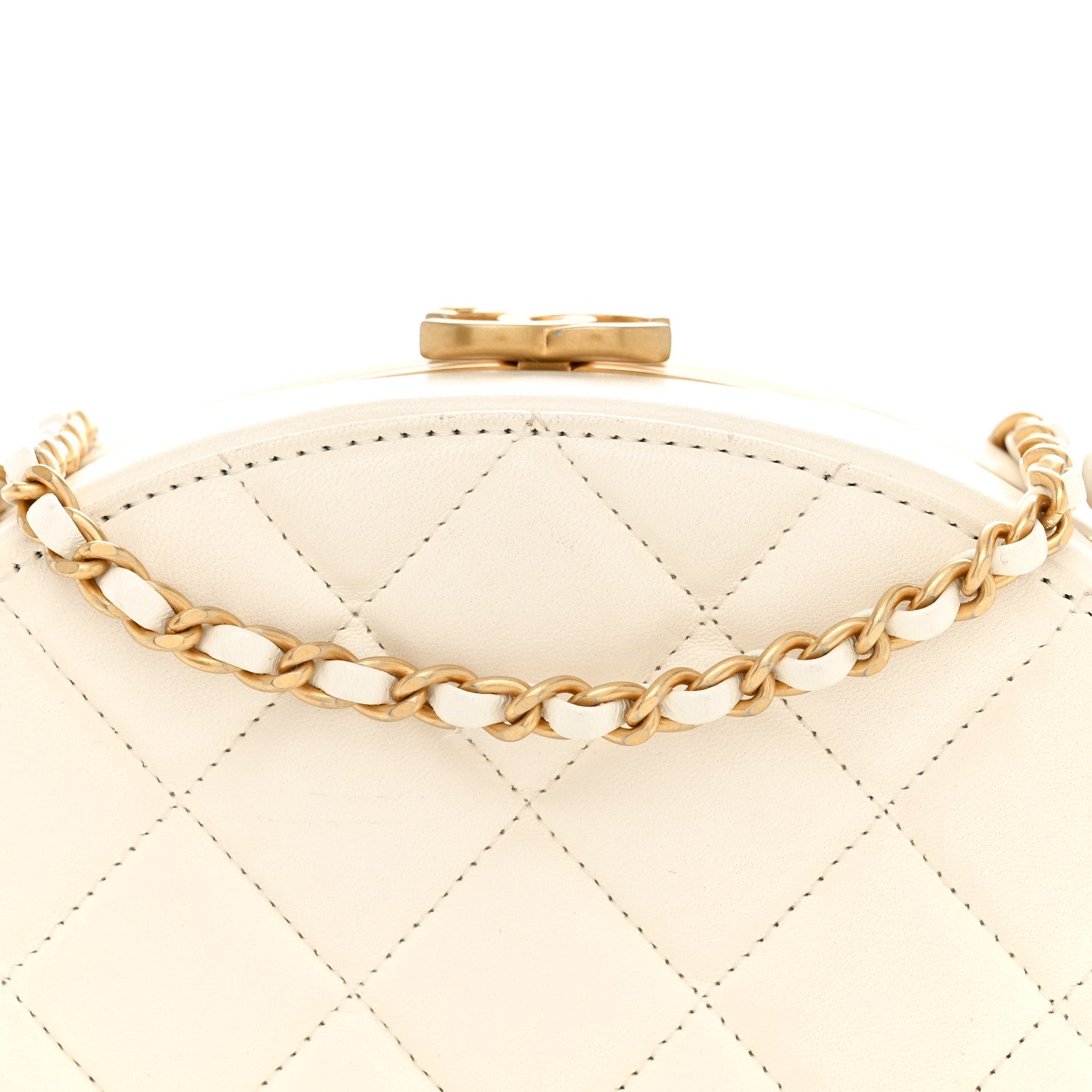 Chanel Lambskin Round Clutch With Chain White 8 of 11