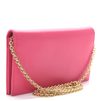 Salvatore Ferragamo Hammered Calfskin Vara Bow Chain Wallet Pink 3 of 11
