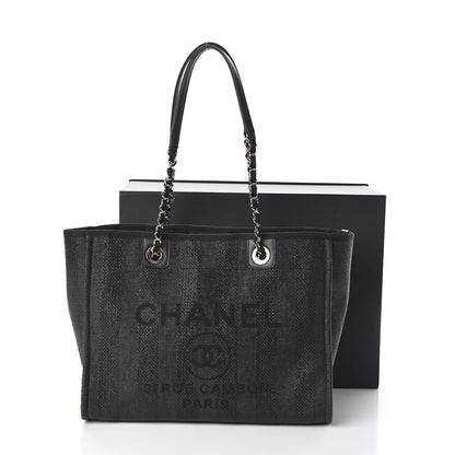 Chanel Mixed Fibers Striped Small Deauville Tote Navy Blue 11 of 11