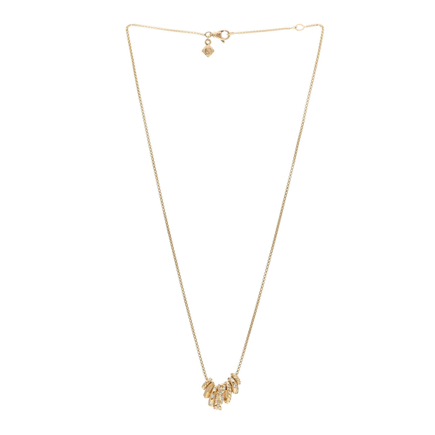 18K Yellow Gold Diamond Stax Rondelle Pendant Necklace