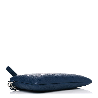 MCM Calfskin Ottomar Monogram Wristlet Pouch Blue 3 of 4
