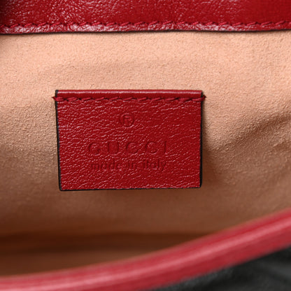 Gucci Vintage Effect Calfskin Matelasse Diagonal Mini Torchon GG Marmont Top Handle Shoulder Bag Black Romantic Cherry 6 of 11