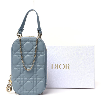 Christian Dior Lambskin Cannage Lady Dior Phone Holder Cloud Blue 10 of 10